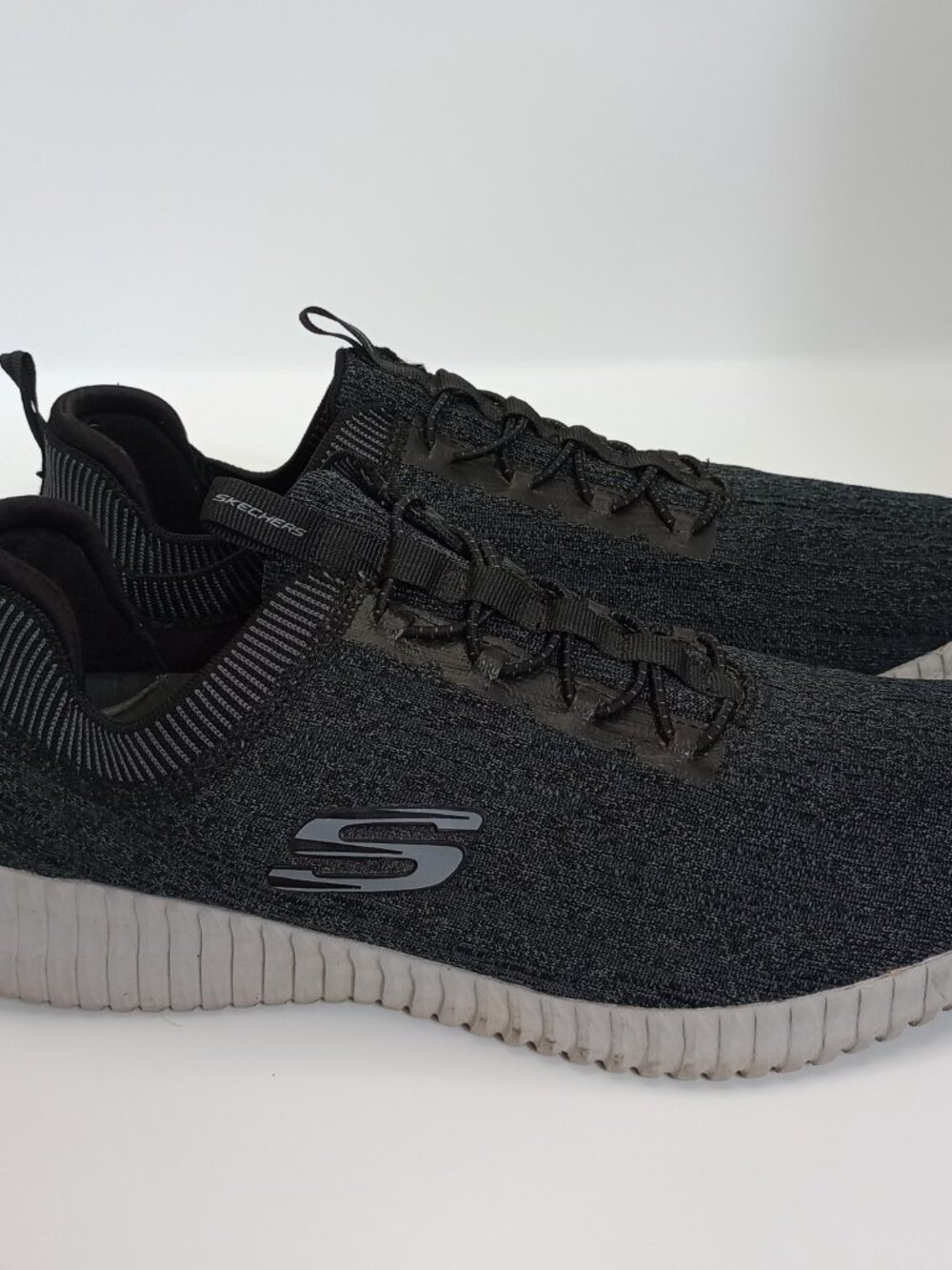 Skechers Elite Flex Hartnell Men's 10.5 Black Gray Knit Comfort Sneakers 52642W